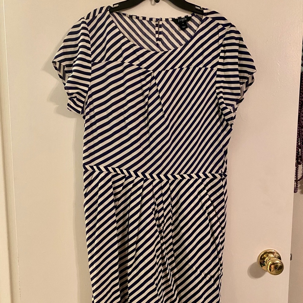 J. Crew navy and cream stripe short sleeve dress